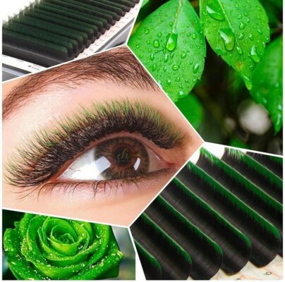 Ombre lash extensions - Two-tone green eyelash extensions color shade vendor