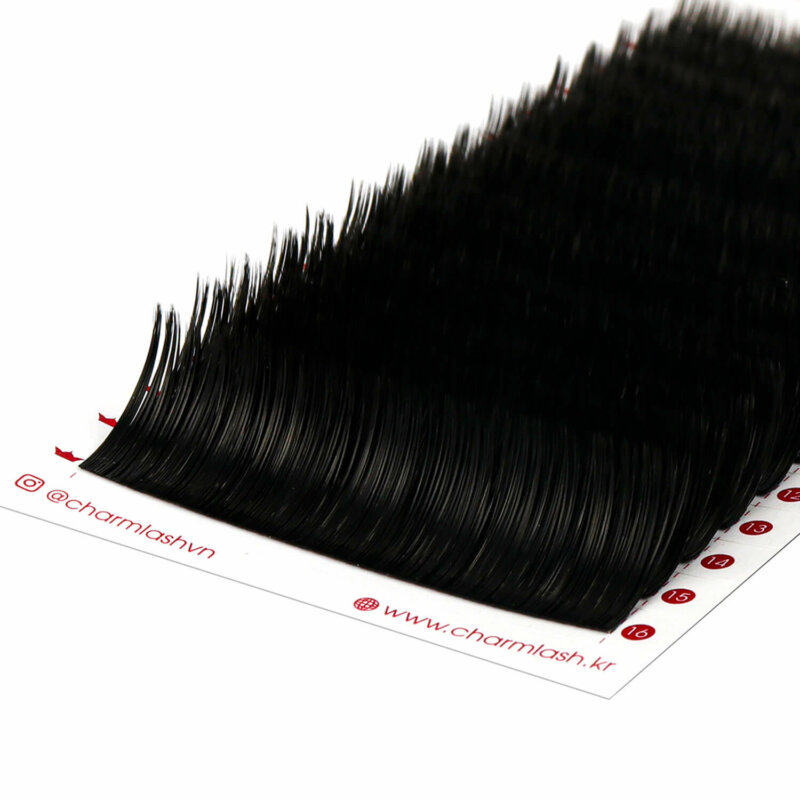 Our Matte Flat Lashes CC Curl Box, featuring multiple lash strips with a matte black finish, offering natural long lashes