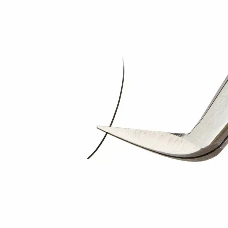 Super Flat Eyelash Extensions - B curl Closeup view of exquisite Matte Flat Lashes, showcasing their unique oval base and split tip design