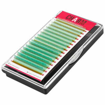 Wholesale lashes mink - B green colored eyelash extensions curl