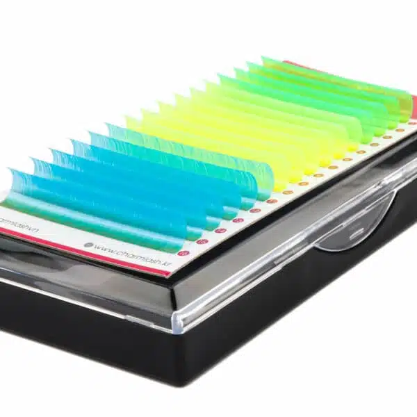 You’re in the 80's aesthetic vibe, you will never want to miss out trendy neon lashes.  Neon lashes are also known as fluorescent lashes. It might be brighter than normal lashes under normal lights but it glows under black light or UV light for that extra something your client will love. Made of high quality and vegan fibers, Neon lashes are light-weight and completely comfortable to wear without irritating the customer’s eyelid as well as making the effect instant glam. This type of eyelashes are perfect for a night out, fancy party makeup, clubbing, summer festival etc… If you simply want to stand out from the crowd, they are a guaranteed conversation starter!! UV lashes are now available in multiple colors, curls and thickness to choose from freely.  You can take a look at our Neon eyelash extensions key features;  Made of high-quality and long-lasting Korean soft PBT fiber Soft, light weight and natural looking Vegan, 100% cruelty-free, latex-free, formaldehyde-free Glow in the UV light Create an unique and striking look Dense, knot free, no kink Stable curl: Lashes are durable and hold curl over time Come in a variety of colors,  curls, thicknesses and lengths