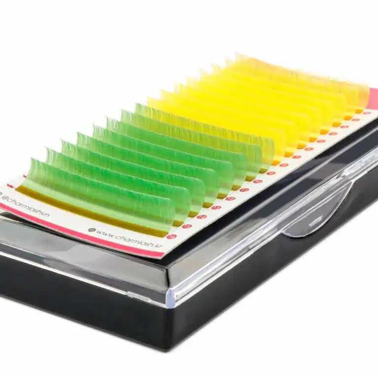 best lash supplies mixed yellow green colored eyelash extensions eyelash manufacturer OEM ODM private label custom packaging vegan Korean PBT fiber colored eyelashes extensions colored individual eyelash extensions individual eyelashes extensions eyelash extension wholesale private label mink lash extensions wholesale eyelash extensions supplies wholesale