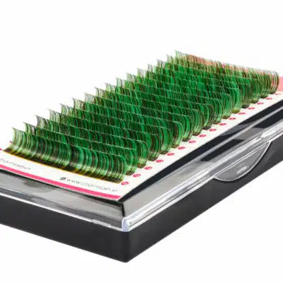 Colored Eyelash Extensions - Multi Green Colors Lashes - Green Tea mink lash extension vendors green tea multi colored eyelash extension manufacturer OEM ODM private label custom packaging korean eyelash manufacturer 3