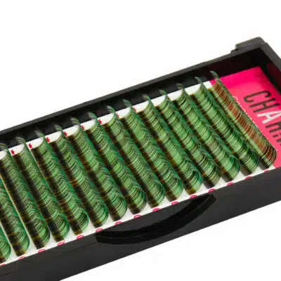 Colored Eyelash Extensions - Multi Green Colors Lashes - Green Tea mink lash extension vendors green tea multi colored eyelash extension manufacturer OEM ODM private label custom packaging korean eyelash manufacturer 6