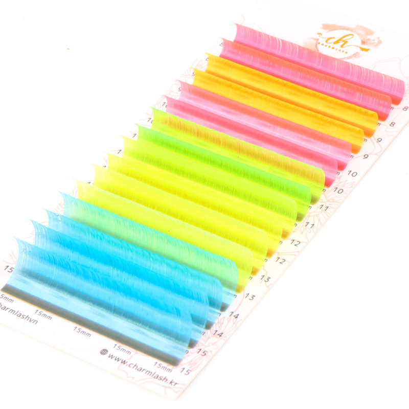 Mixed Neon colors eyelash extension colorful eyelashes wholesale manufacturer private label Vietnam wholesale manufacture 1
