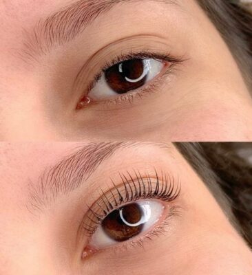 before and after eyelash lift