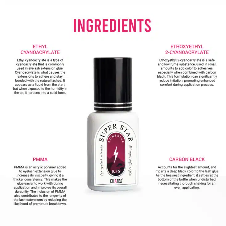 Super Star Lash Adhesive 0.3s Fast-drying time - Ingredients