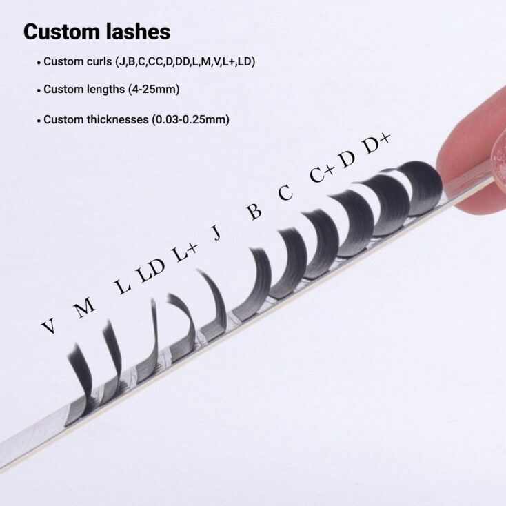 Customize curl length and thickness - Top eyelash extensions wholesale manufacturer in Vietnam