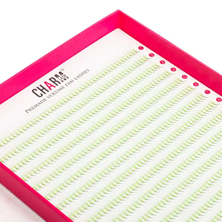 Green Premade Fan Lashes - L Tray Green Premade Fan Lashes L Tray