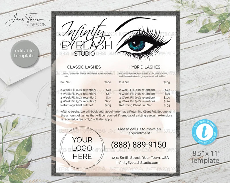 How to Start a Lash Business: 10 Helpful Tips You Need to Know Lash service menus - Etsy