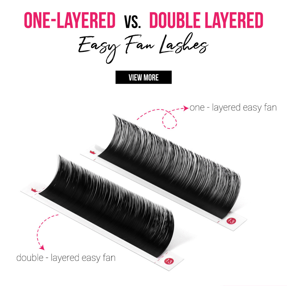 one layered easy fan lashes vs double layered easy fan lashes 1