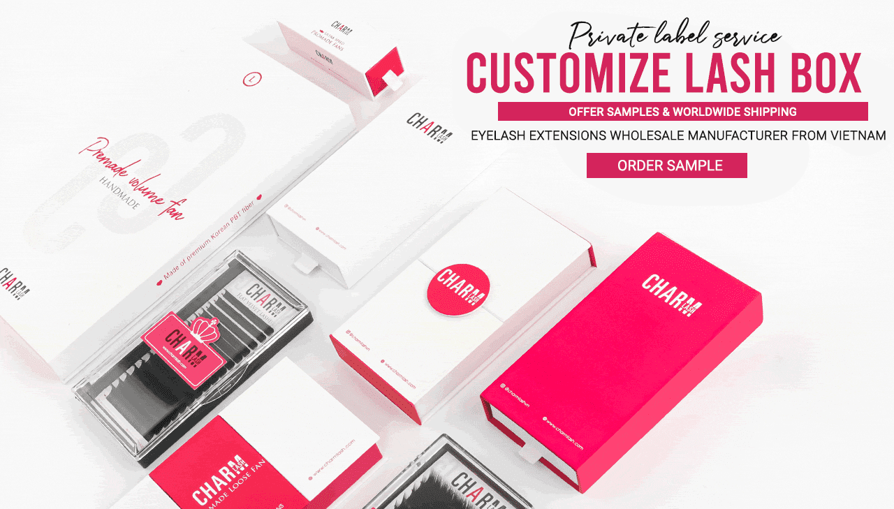 Elevate Your Lash Photos: 8 Practical Photography Tips Display of CharmLash's lash packaging boxes