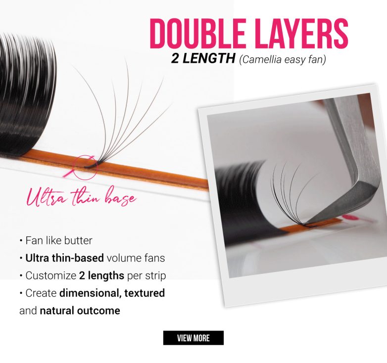 Double-layered easy fan eyelash - Two different lengths