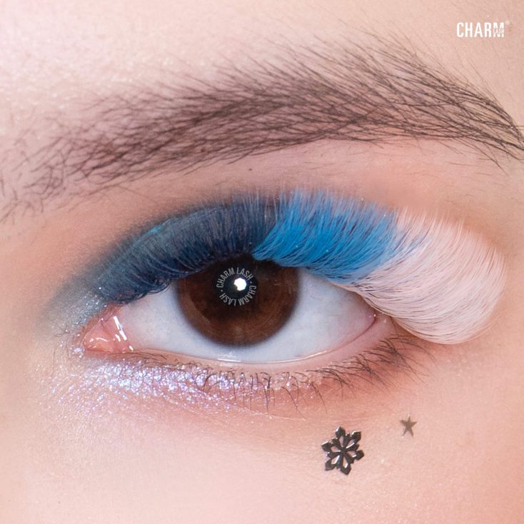 Frosted Charm - Christmas lash styles - Matte Silver eyelash extensions by Charmlash