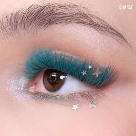 Teal Majesty collection - Christmas lash styles - Teal blue eyelash extensions by Charmlash outcome