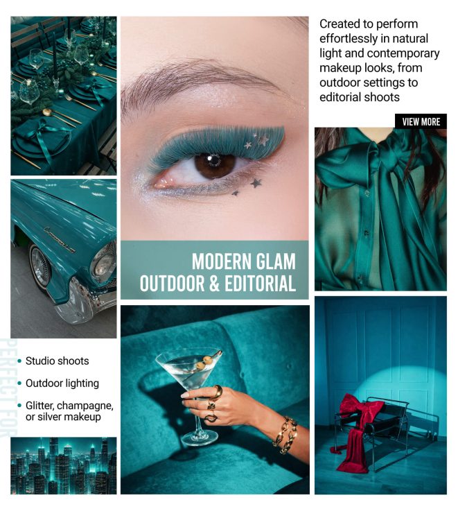 Teal Majesty collection moodboard - Christmas lash styles - Teal Blue eyelash extensions by Charmlash