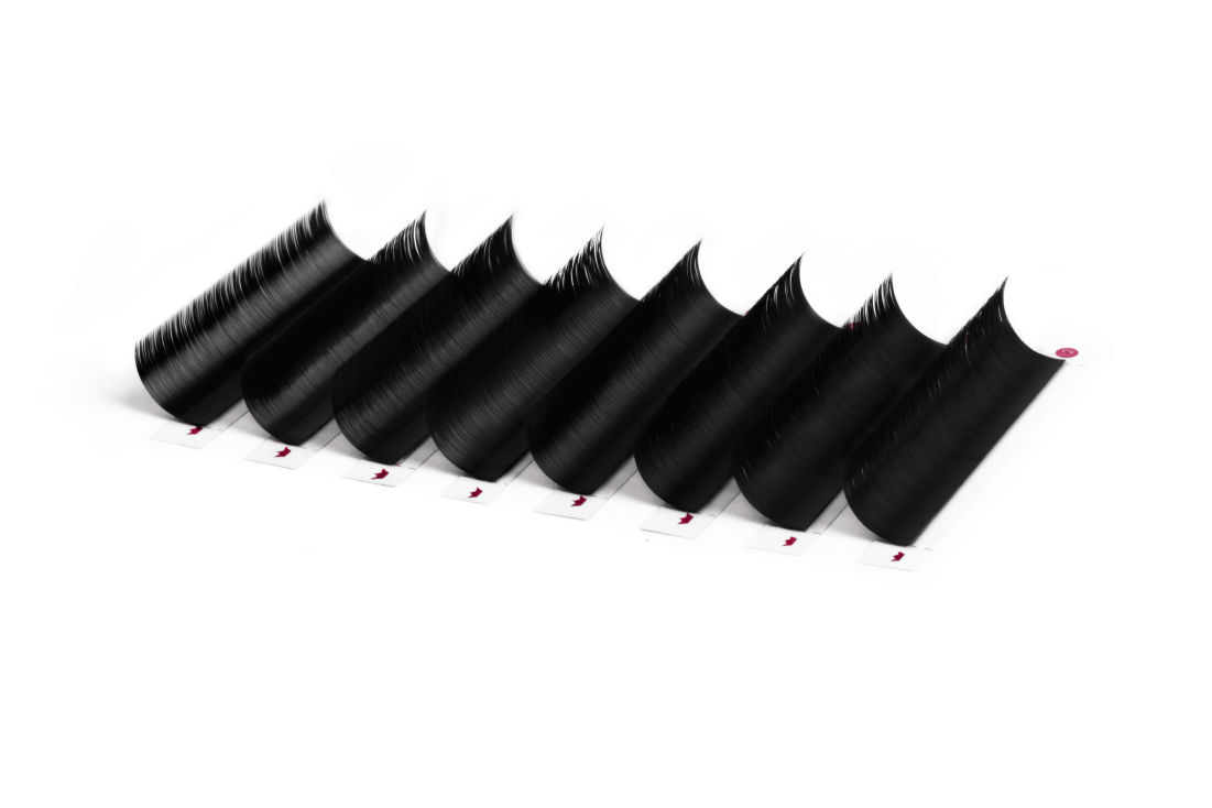 Elevate Your Lash Photos: 8 Practical Photography Tips A lash photo featuring a 45-degree angle shot of eight different lash materials from CharmLash