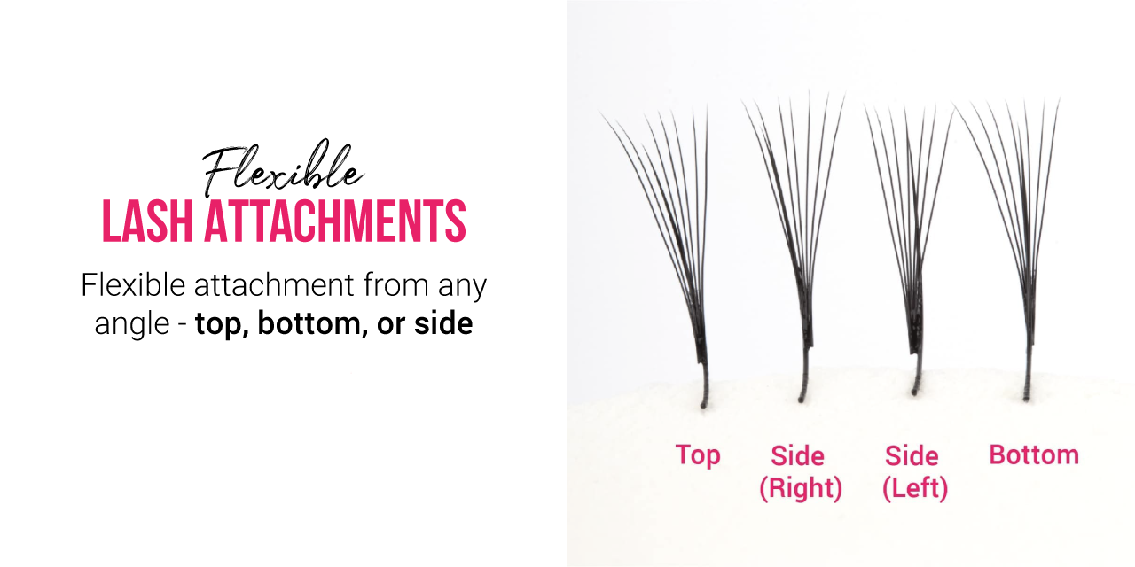 6 Game-Changing Benefits of Laser Premade Lash Extensions CharmLash's laser premade lash extensions allow for flexible lash attachment from the top, bottom and the side.