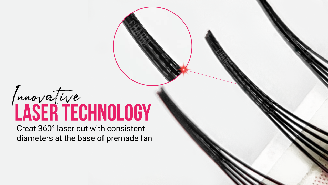Elevate Your Lash Photos: 8 Practical Photography Tips Display of the indented bases of CharmLash's laser lash photo