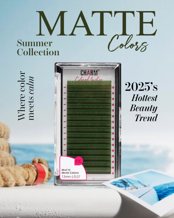 Elevate Your Lash Photos: 8 Practical Photography Tips Display of CharmLash's Matte Moss Green Lashes
