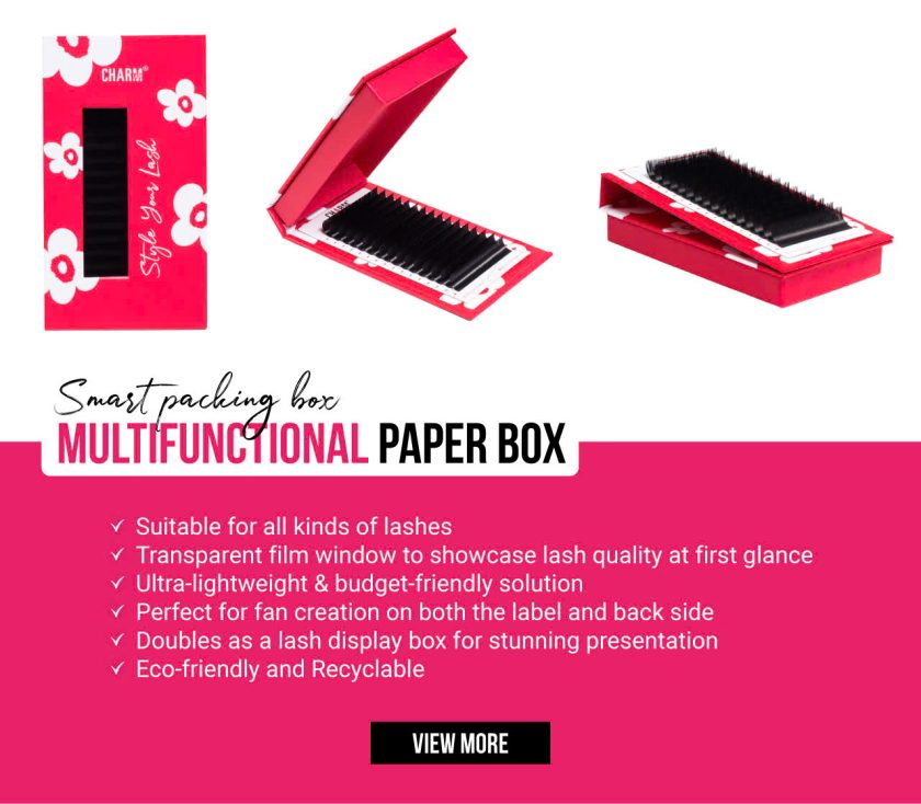 Lash Box: Discover CharmLash’s New Eco-Friendly Solution! Display of different features of CharmLash's new packaging lash box