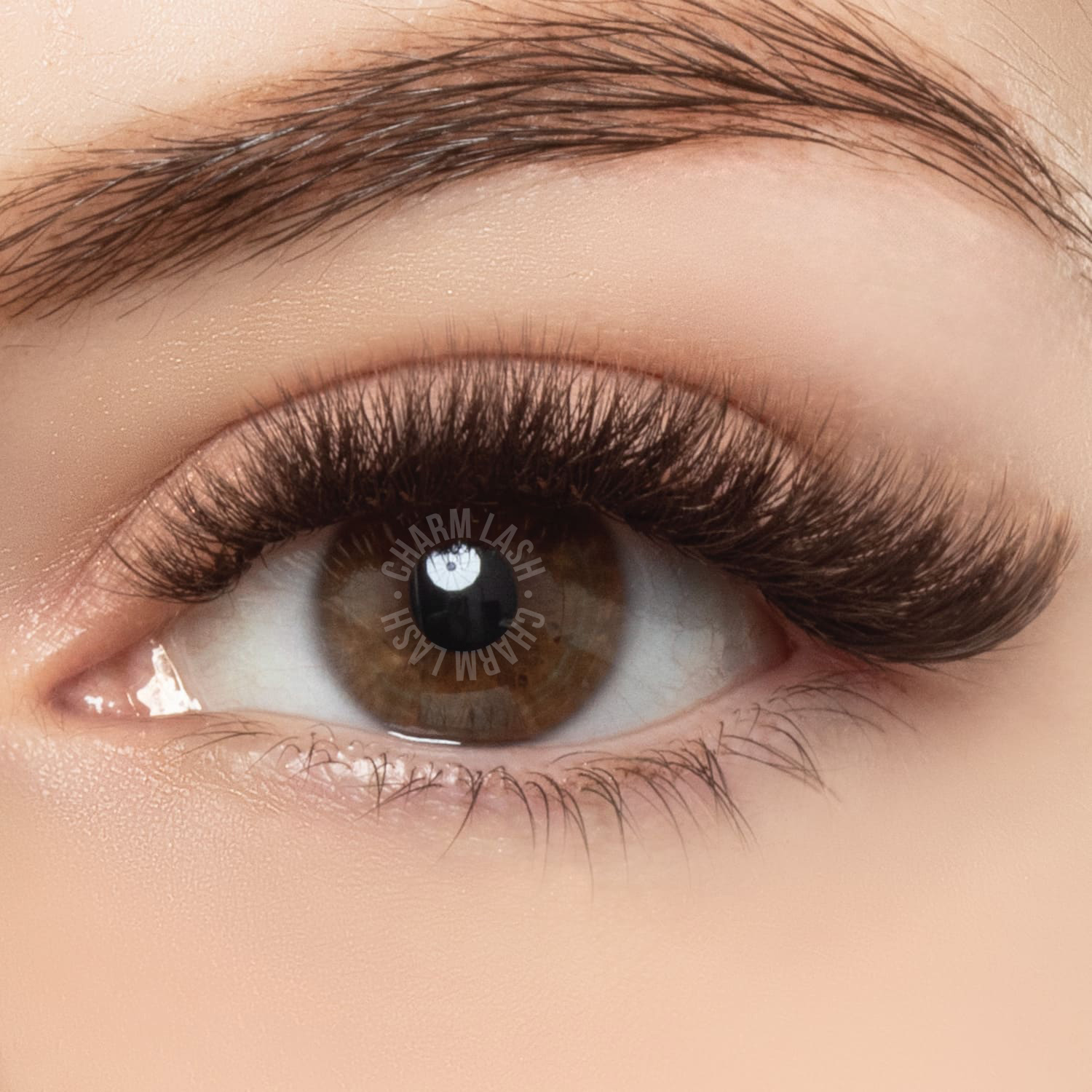 10 Lash Extension Myths—Busted! Display of brown eyelash extensions from CharmLash