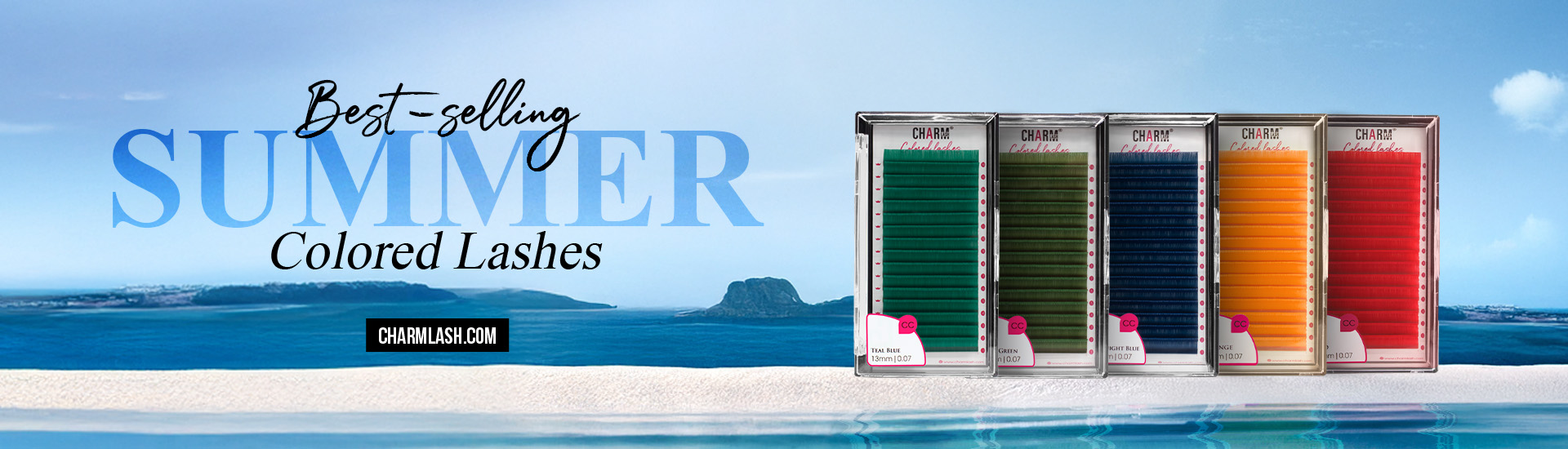 Display of best selling summer colored lashes from CharmLash