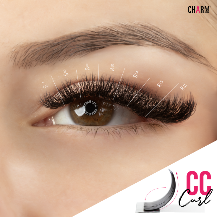 Lash Extension Curls Simplified: the Most Popular Ones Display of CC curl lash from CharmLash