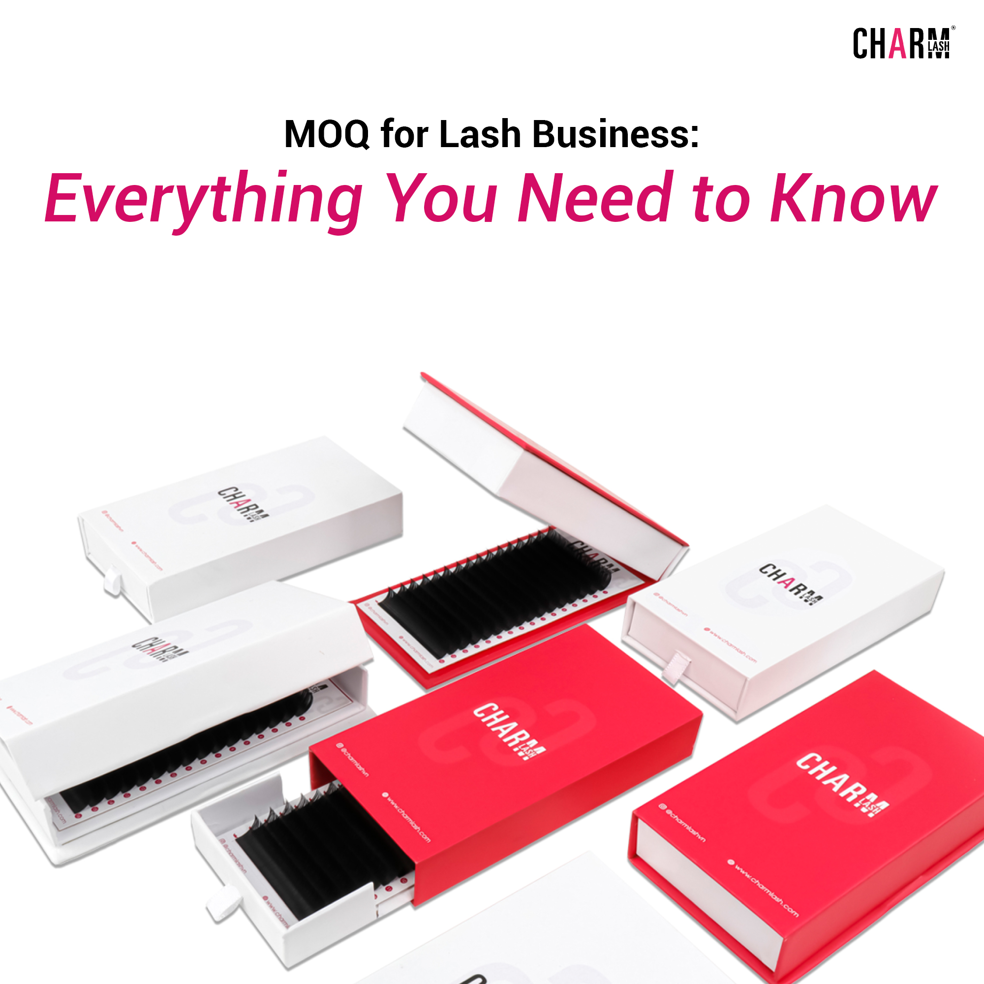 Minimum Order Quantity (MOQ) for Lash Business: Everything You Need to Know Display of different types of paper packaging boxes available at CharmLash for MOQ