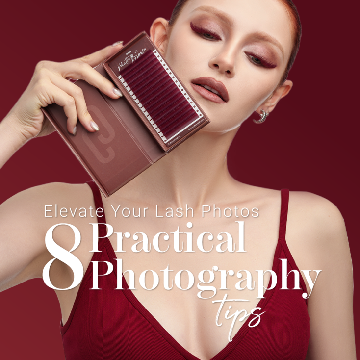 Elevate Your Lash Photos: 8 Practical Photography Tips Display of a lash model with matte brown lashes from CharmLash