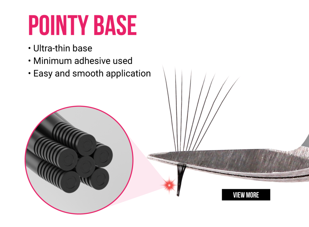 6 Game-Changing Benefits of Laser Premade Lash Extensions Display of CharmLash's pointy base laser premade fan lashes