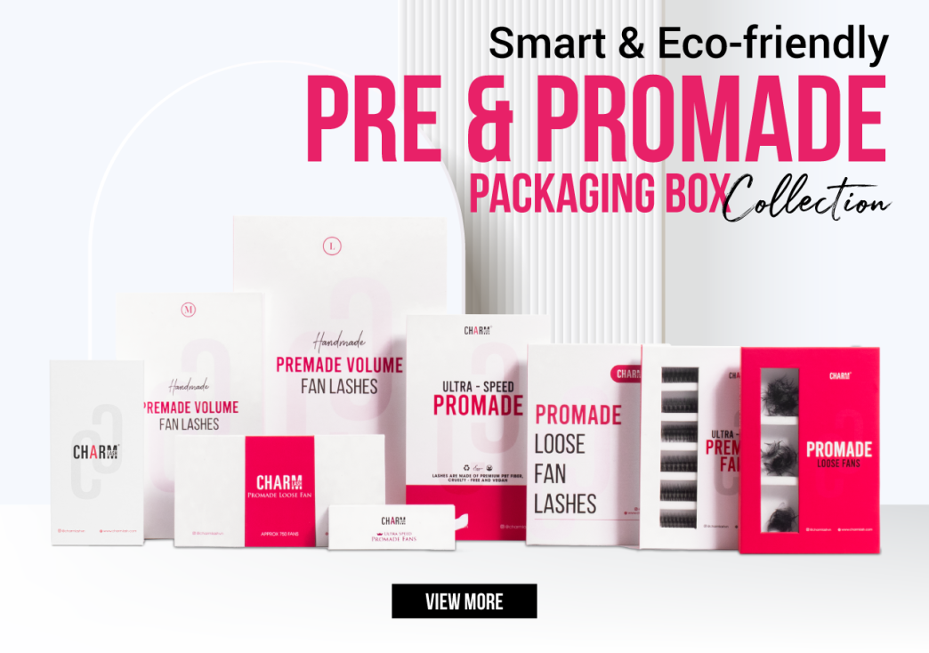 Get Ready for Peak Season - It's Time to Order Now! Display of premade and promade fan lashes available at CharmLash