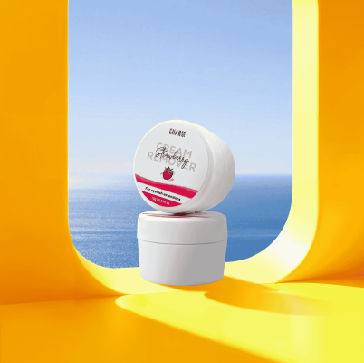 Display of strawberry cream remover from CharmLash
