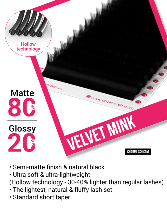 Why Matte Black Lashes are a Must-Have for Your Lash Business? CharmLash's Velvet Mink is a matte black lashes material.