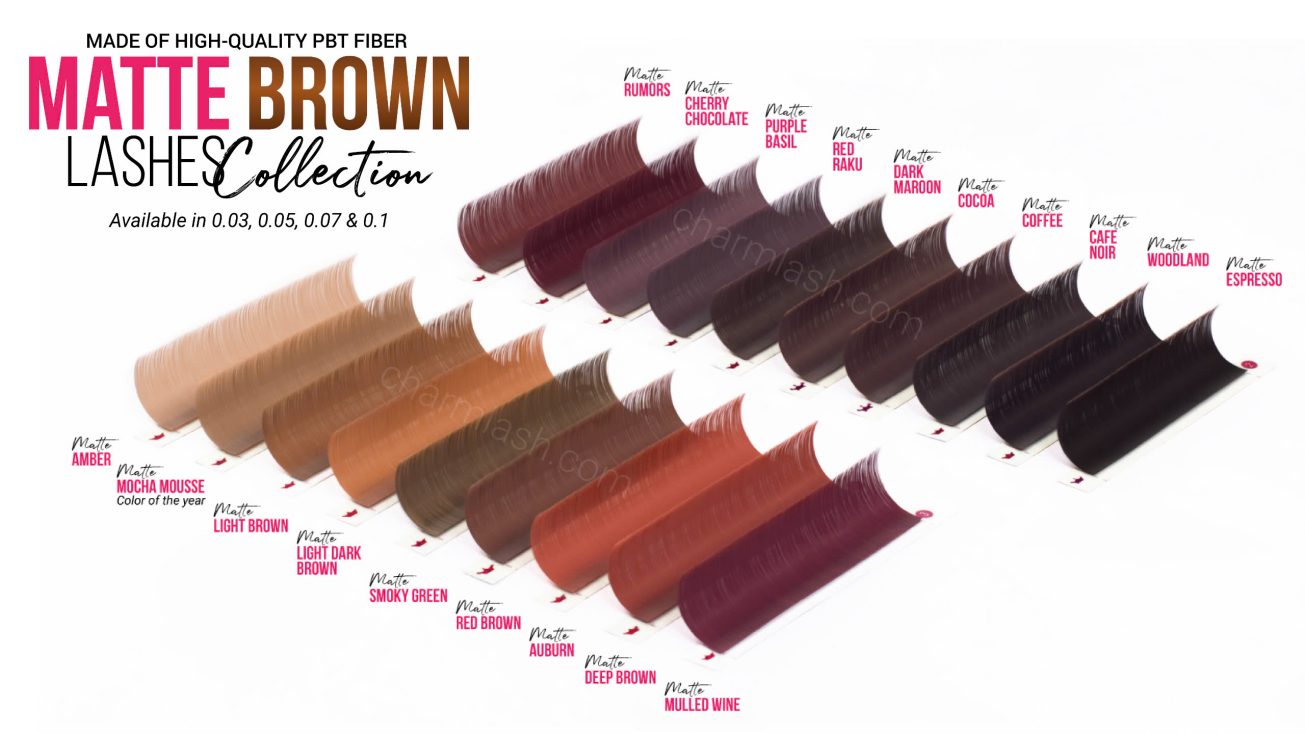 Get Ready for Peak Season - It's Time to Order Now! Display of matte brown lashes available at CharmLash