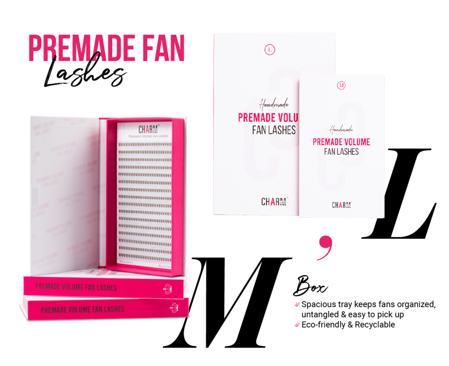 6 Game-Changing Benefits of Laser Premade Lash Extensions Premade Fan Lashes' M and L tray