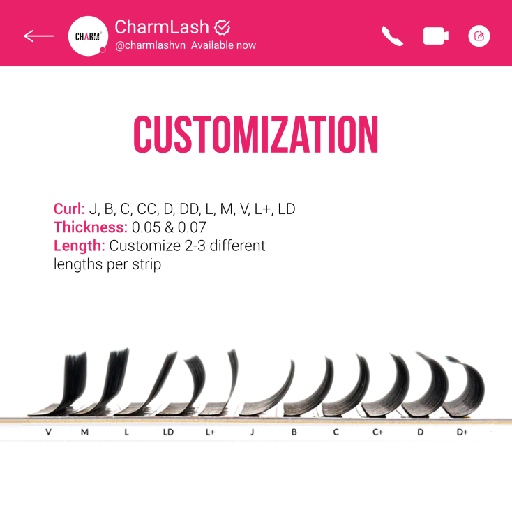 Charmlash-lash-curl-chart customization for lash brand