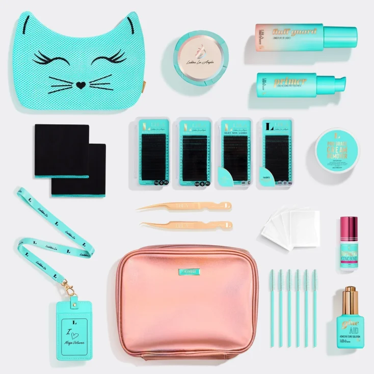 Lash-extension-supplies-at-Lashbox-LA-including-signature-lash-trays-adhesives-and-pro-kits
