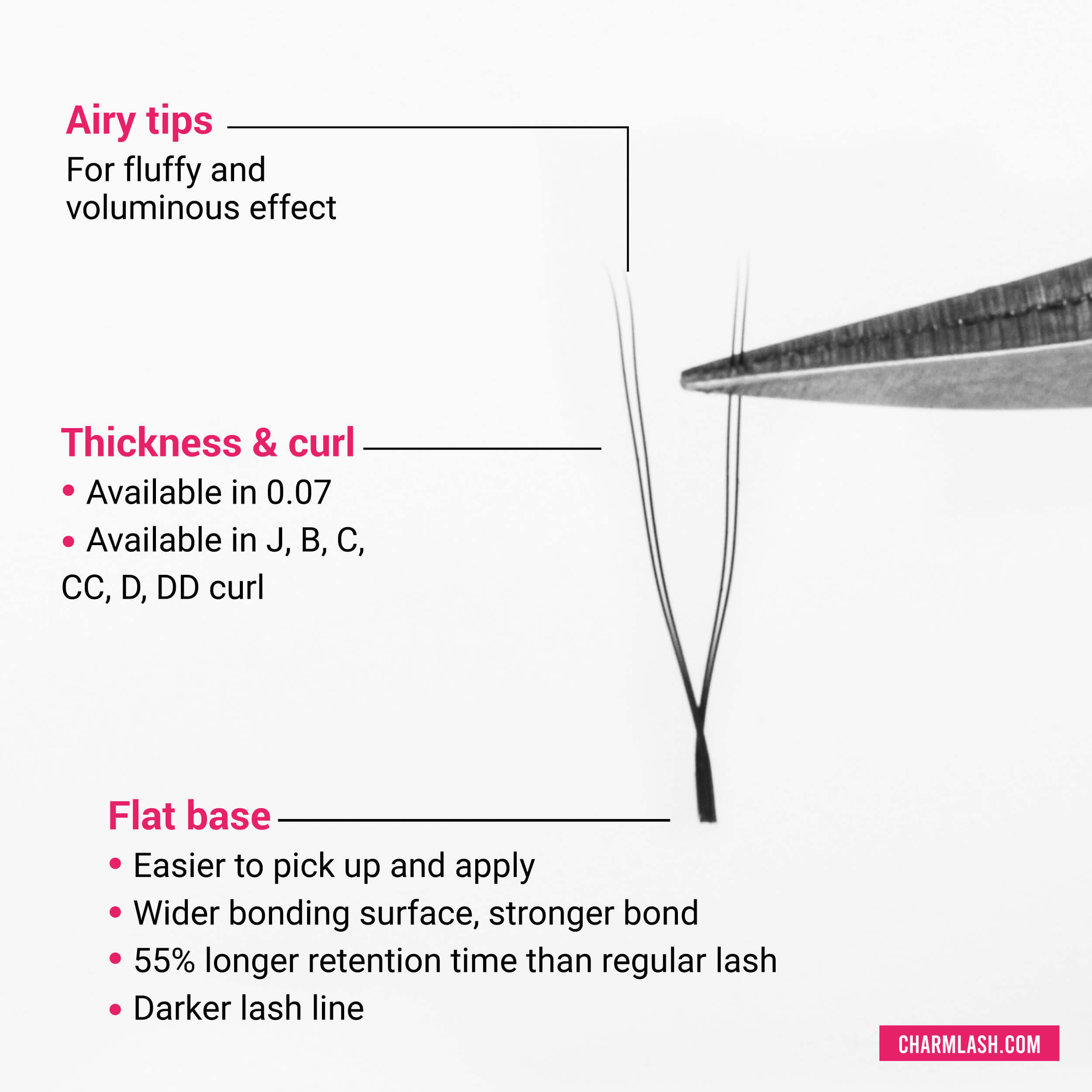 2D U-shaped lashes zoom up