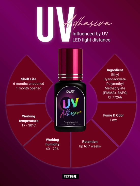 UV lash extensions glue features by Charmlash