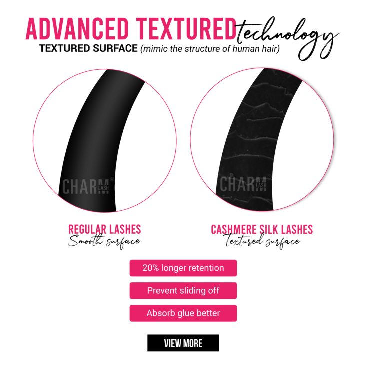 Charmlash's Cashmere Silk lashes with textured surface - High-tech and cruelty-free lashes