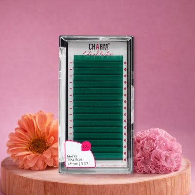 Teal blue colored lashes by Charmlash top global eyelash extensions manufacturer