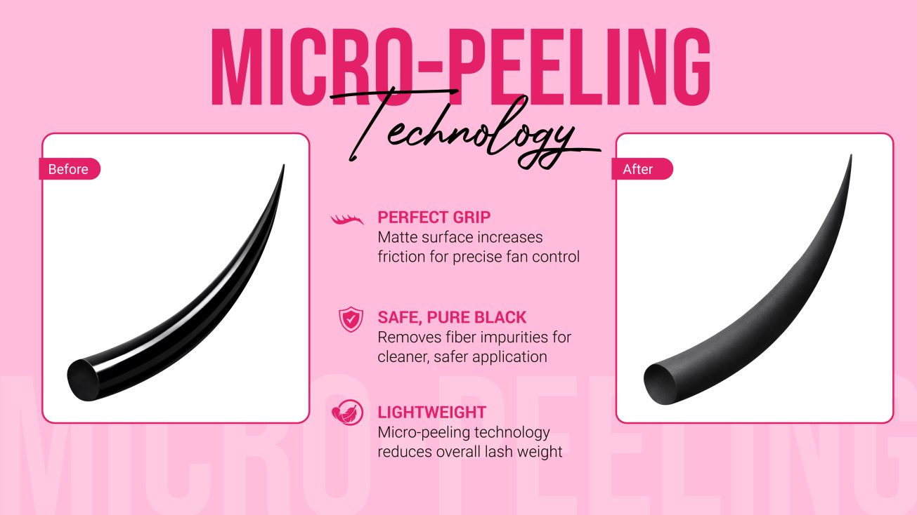 Ultra matte black lashes micro peeling technology by Charmlash top global eyelash extensions manufacturer
