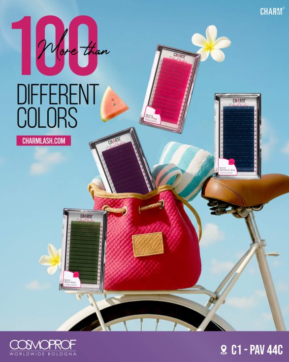 Matte colored lashes of CharmLash at Cosmoprof Bologna 2026