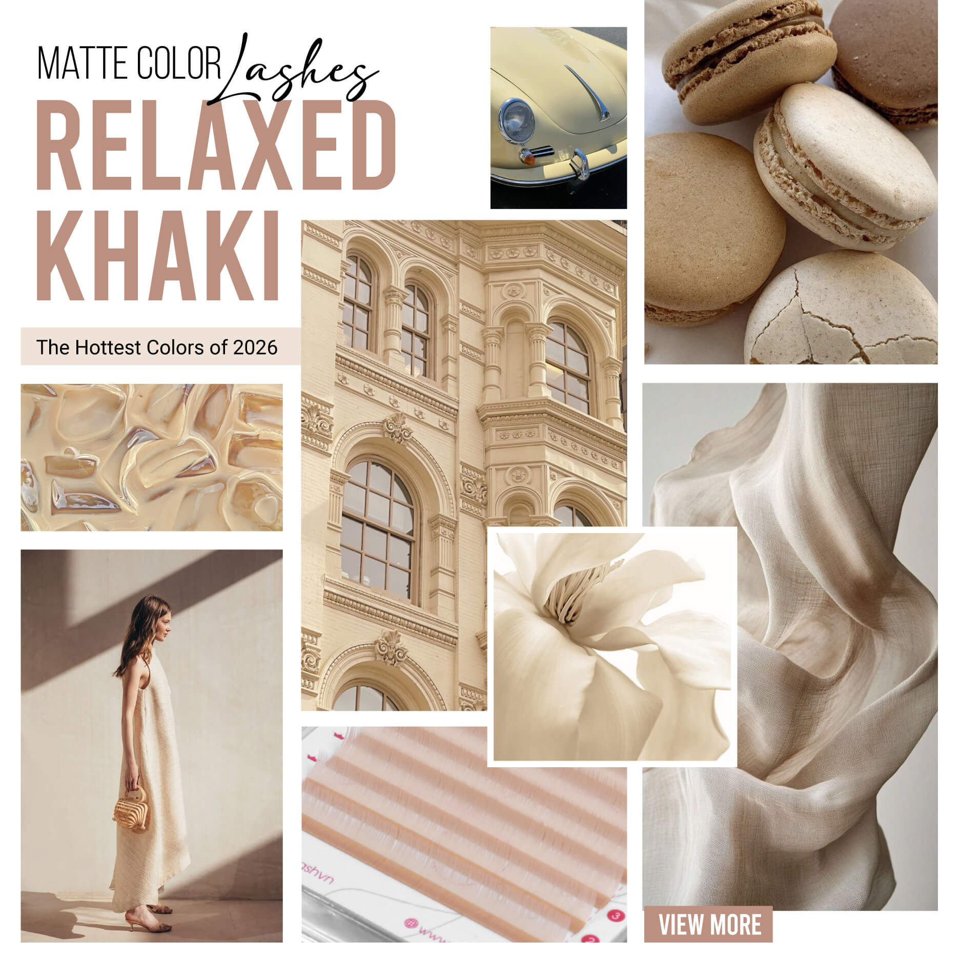 Matte Relaxed Khaki colored lashes by Charmlash hottest colors of 2026